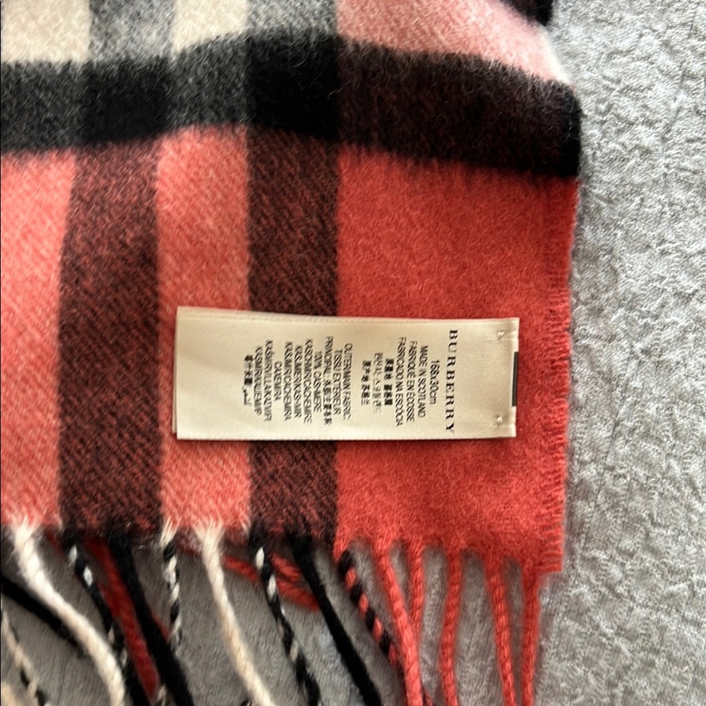 Burberry Red and Black Checkered Scarf